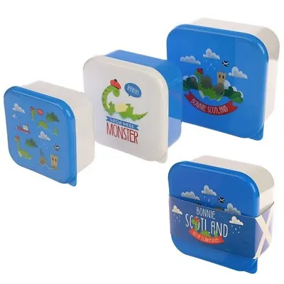 Bonnie Scotland Children's Kids Characters School Lunch Snack Box 3Pc Set • £11.95