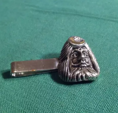 Head Old Bearded Prophet Wizard Holy Man? Silver-Tone Metal Tie Clip Bar 1-5/8  • $6