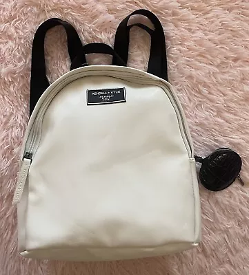 Kendall And Kylie White Vegan Leather Mini Backpack & Black Coin Purse • $28