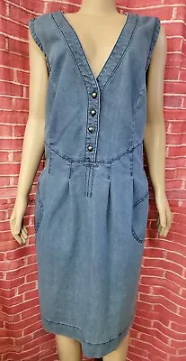 Taillissime La Redoute CreationBlue Denim  DRESS SIZE 28W Back Tie & Pocket #A • $179