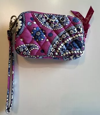 Vera Bradley Boysenberry Coin Purse Wristlet Cosmetic Bag Retired Purple Paisley • $15