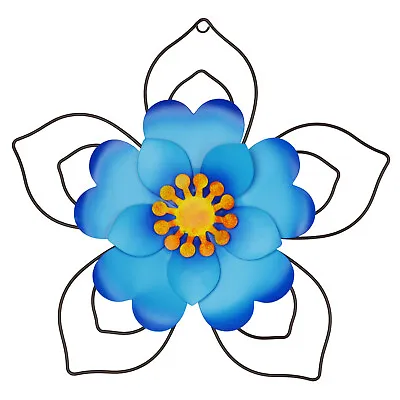 12  Metal Flower Wall Decor Wall Art Sculpture Metal Daisy Indoor/Outdoor Blue • $10.95