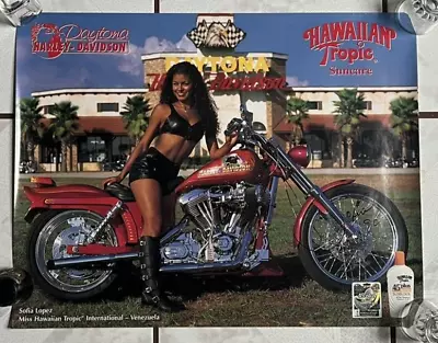 Daytona Harley Davidson Poster Signed By Miss Hawaiian Tropic Sofia Lopez • $10.95