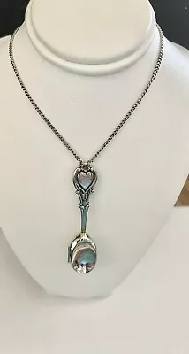 Vintage 1928 Jewelry Co Silvertone Antique Spoon Locket Necklace • $49.99