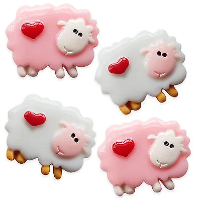 4pcs Kawaii Sheeps Resin Flatback Cabochon Embellishments Scrapbooking Decoden  • £1.99