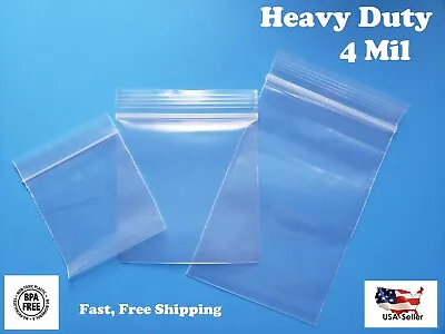 Heavy Duty 4Mil Clear Reclosable Zipper Baggies Top Lock Zip Seal Plastic Bags • $13.44