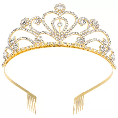  Metal Crown Headband Bride Rhinestone Tiara Goddess Headwear • £9.69