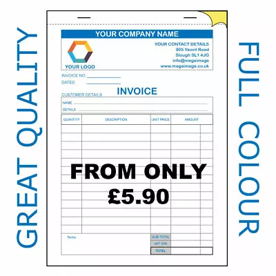 Personalised Duplicate A5 Invoice Book / Pad Print / Ncr / Receipt/ Order • £9.50