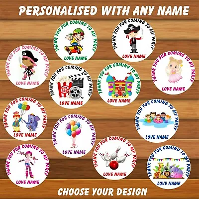 £3.49 • Buy 27 Personalised Birthday Kids Party Thank You Stickers, Sweet Bags, Large 74mm