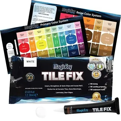 Tile Fix: (White) Fix & Color Tiles - Ceramic Repair Kit - MagicEzy • £16.99