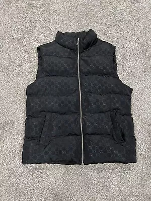 Men’s Gucci Puffer Black Monogram Vest (L) • $499.99