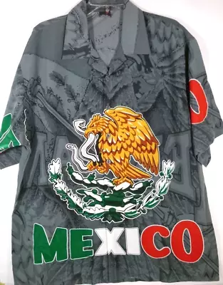 MEXICO-Mexican Pride/Eagle-Mens Short Sleeve Button Down Shirt-XL Extra Large • $25.19