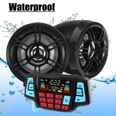 Waterproof USB Bluetooth Motorcycle Audio FM Radio System Stereo MP3 Speakers US • $39.07