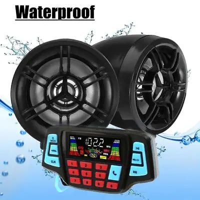 Waterproof USB Bluetooth Motorcycle Audio FM Radio System Stereo MP3 Speakers • $39.98