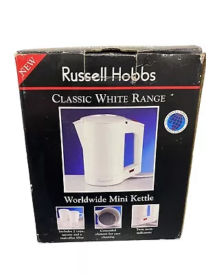 TRAVEL KETTLE Russell Hobbs Worldwide Mini Kettle + 2  Mugs White Vintage UNUSED • £14.99