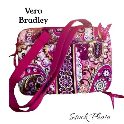 Vintage Vera Bradley Laptop Crossbody Bag Very Berry Paisley Pink Retired 2010 • $24.95