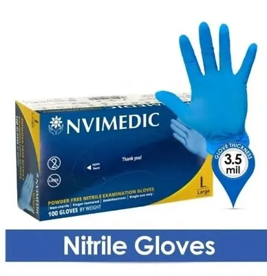 Nitrile Examination Gloves Powder Free Latex Box Of 100 Size M • £12.95