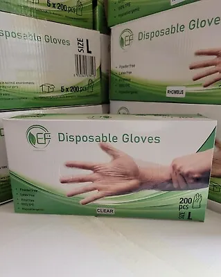 £2.49 • Buy 200 Disposable Gloves Latex Vinyl Powder Free Work Food Tattoo Safe Medium Large