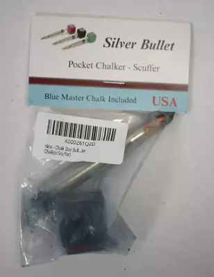 Chalk Box Silver Bullet Pool Stick Pocket Chalker Scuffer W Blue Master Chalk • $19.99