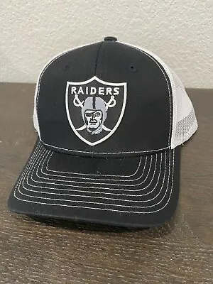 RAIDERS Las Vegas Oakland Los Angeles Logo Black White Mesh Trucker Hat Cap NEW • $22