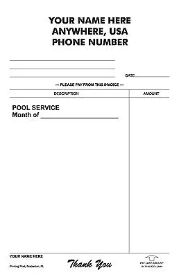 250 POOL SERVICE INVOICES 2-part Carbonless NCR Forms • $54