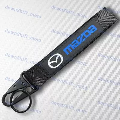 For MAZDA Black Keychain Metal Key Ring Hook Strap Lanyard Nylon Universal • $7.88