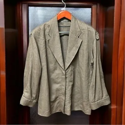 Haider Ackermann Linen & Wool Brown Jacket Covered Buttons Sz 40 Fits XL 1X 2X • $499