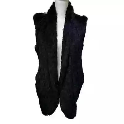 June Women's Genuine Rabbit Fur Vest Black Size Medium • $62