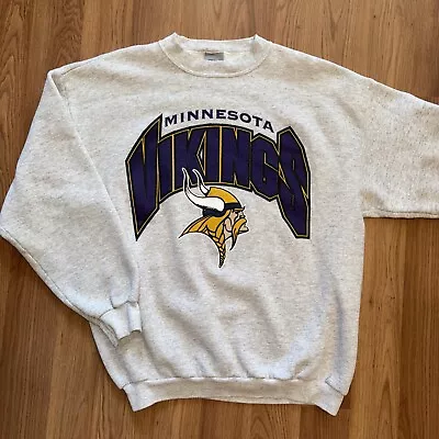 Vintage Minnesota Vikings Logo 7 Crewneck Sweatshirt Adult Large • $19