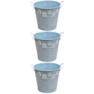 Metal Bucket Country Flower Pot Hanging Basket Plants Succulent Planter • £18.68