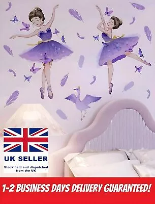 Wall Sticker Ballerina Girls Bedroom Decor Princess Vynil Decal Furniture Fairy • £14.99