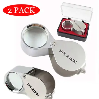2 PCS 30X Jewelers Loupe Magnifier Jewelry Coin Loop Magnifying Glass Eye Pocket • $9.99