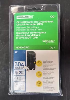 Square D QO 30A 2-Pole Circuit Breaker & GFI QO230GFIC BRAND NEW • $40.95