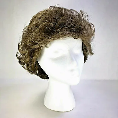 C&S Fashions Aspen Wig Brunette Brown Short Feathered Curls Waves Full Lace Cap • $25.10