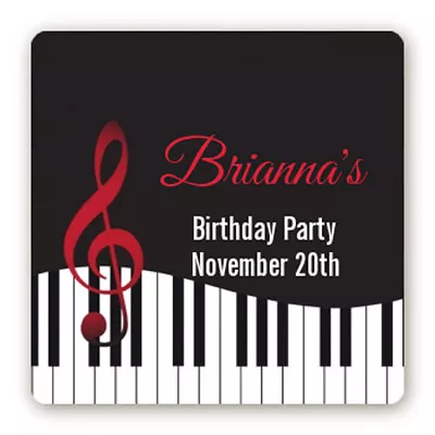 Musical Notes Birthday Party - Square Personalized Birthday Party Stickers • $6