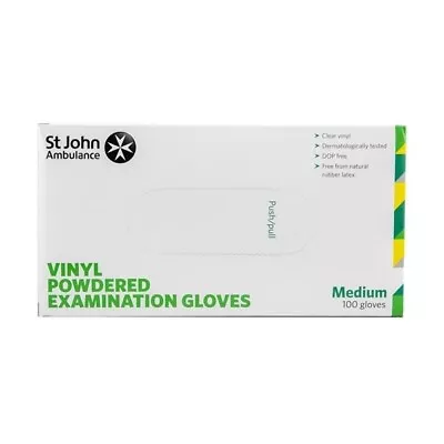St John Ambulance Vinyl Powder-Free Examination Gloves Latex Free Box Of 100 - M • £7.99
