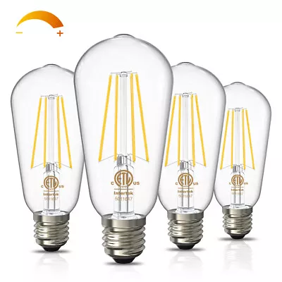 ETL LED Edison Bulbs 60W Equivalent 2700K Dimmable Vintage Bulb E26 800LM 4 Pack • $15.63