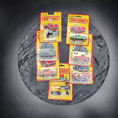 Lot Of 7 Mixed C.1980 Lesney Matchbox Die-Cast Cars - Some Damaged Blisters 🚗 • $42