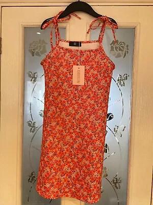 Ladies Clothes Size 8 Missguided Pink Floral Tie Cami Dress Summer New (278) • £8.99