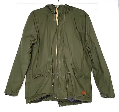 Volcom Hooded Flannel Lined Jacket Green And Orange Field Style Size Medium • $63.95