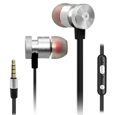 Silver Black Super Bass Noise Isolating Earphone Volume Control And Mic. Headset • $12.52
