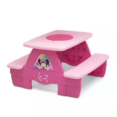 Toddler Picnic Table Minnie Mouse Block Baseplate Cupholders Outdoor Activity • $68.41