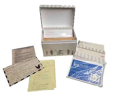 Vtg Recipe Box Hand Written Recipes Blank Cards Box Variety Grandma Moms Recipe • $10.48