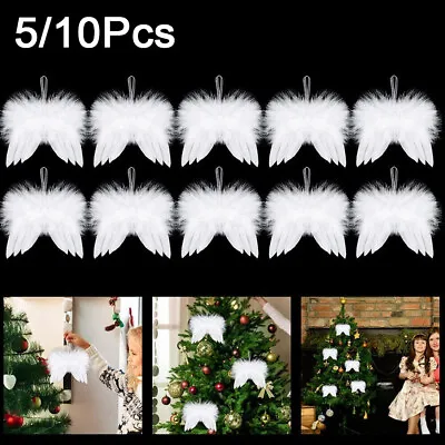 5/10PCS White Feather Angel Wings Christmas Tree Decoration Hanging Xmas Craft • £3.98