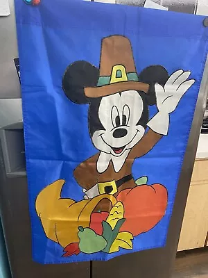 Vintage 1997 Disney Pilgrim Mickey Mouse Thanksgiving House Flag - 28  X 44  • $12.95