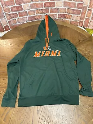 Miami Hurricanes Pullover Hoodie Sweatshirt Green Orange Pockets Men’s XXL • $18