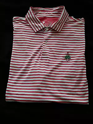 FG Tech Men's Polo Shirt Merion Golf Club Size XL Pink Striped • $19.99