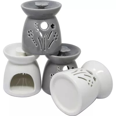 4 Flower Ceramic Oil Burner Wax Melt Candle Scented Diffusers Holder Aroma Home • £7.99