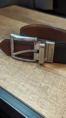 Tommy Hilfiger Men's Black Brown Leather Reversible Dress Belt • $16.99