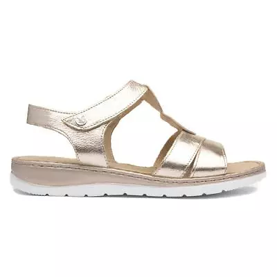 Caprice Womens Sandals Gold Adults Ladies Wedge Leather Easy Fasten Low SIZE • £49.99